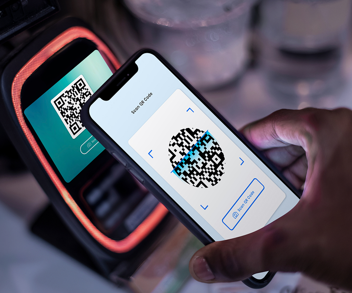 Smartphone scans QR code